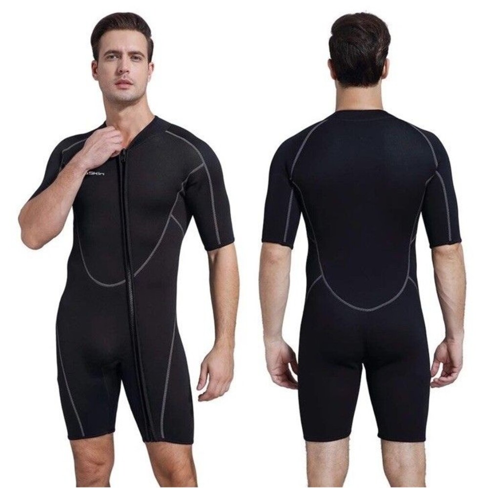 Seaskin Mens‎ Size S 3mm Shorty Front Zip Wetsuit